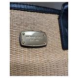 Michael Kors Woven Straw Tote Bag with Black Leather Trim Michael Kors Woven Straw Tote Bag with Black Leather Trim