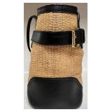Michael Kors Woven Straw Tote Bag with Black Leather Trim Michael Kors Woven Straw Tote Bag with Black Leather Trim