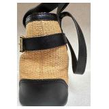 Michael Kors Woven Straw Tote Bag with Black Leather Trim Michael Kors Woven Straw Tote Bag with Black Leather Trim