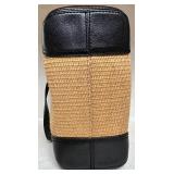 Michael Kors Woven Straw Tote Bag with Black Leather Trim Michael Kors Woven Straw Tote Bag with Black Leather Trim