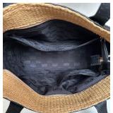 Michael Kors Woven Straw Tote Bag with Black Leather Trim Michael Kors Woven Straw Tote Bag with Black Leather Trim