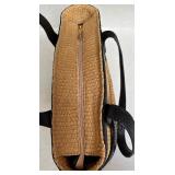 Michael Kors Woven Straw Tote Bag with Black Leather Trim Michael Kors Woven Straw Tote Bag with Black Leather Trim
