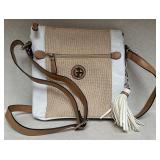 Giani Bernini Crossbody Bag with Tassel Accent, Beige and White Giani Bernini Crossbody Bag with Tassel Accent, Beige and White