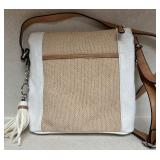 Giani Bernini Crossbody Bag with Tassel Accent, Beige and White Giani Bernini Crossbody Bag with Tassel Accent, Beige and White