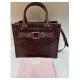Radley London Brown Croc-Embossed Brown Leather Satchel Handbag Radley London Brown Croc-Embossed Brown Leather Satchel Handbag