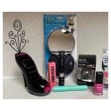 Cosmetic Beauty Lot with Mirror, Makeup, Nail Pen, and Shoe Jewelry Organizer Cosmetic Beauty Lot with Mirror, Makeup, Nail Pen, and Shoe Jewelry Organizer