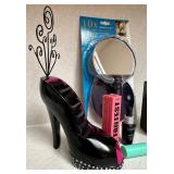 Cosmetic Beauty Lot with Mirror, Makeup, Nail Pen, and Shoe Jewelry Organizer Cosmetic Beauty Lot with Mirror, Makeup, Nail Pen, and Shoe Jewelry Organizer