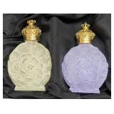 C.I.O. Collection Czech Republic Art Glass Perfume Bottles with Ornate Gold Stoppers - Box of Four C.I.O. Collection Czech Republic Art Glass Perfume Bottles with Ornate Gold Stoppers - Box of Four