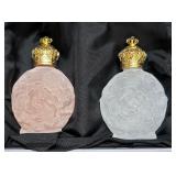 C.I.O. Collection Czech Republic Art Glass Perfume Bottles with Ornate Gold Stoppers - Box of Four C.I.O. Collection Czech Republic Art Glass Perfume Bottles with Ornate Gold Stoppers - Box of Four