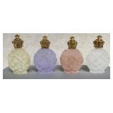 C.I.O. Collection Czech Republic Art Glass Perfume Bottles with Ornate Gold Stoppers - Box of Four C.I.O. Collection Czech Republic Art Glass Perfume Bottles with Ornate Gold Stoppers - Box of Four