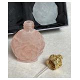 C.I.O. Collection Czech Republic Art Glass Perfume Bottles with Ornate Gold Stoppers - Box of Four C.I.O. Collection Czech Republic Art Glass Perfume Bottles with Ornate Gold Stoppers - Box of Four