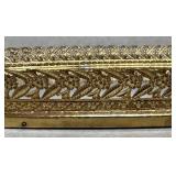 Vintage Hollywood Regency Flat Gold Tone Oblong Vanity Dresser Tray with Mirror Vintage Hollywood Regency Flat Gold Tone Oblong Vanity Dresser Tray with Mirror