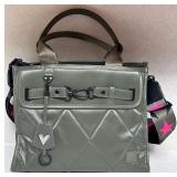 Shawn Killinger The Superstar IHKWIP Quilted Olive Green Tote Bag with Star Strap and Extra Braided Handle Shawn Killinger The Superstar IHKWIP Quilted Olive Green Tote Bag with Star Strap and Extra Braided Handle