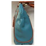 Anna by Anuschka Heritage Leather Zip Blue with Brown Trim Handbag Anna by Anuschka Heritage Leather Zip Blue with Brown Trim Handbag