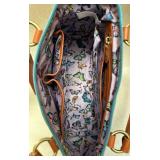 Anna by Anuschka Heritage Leather Zip Blue with Brown Trim Handbag Anna by Anuschka Heritage Leather Zip Blue with Brown Trim Handbag