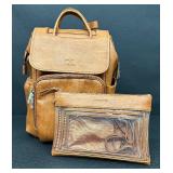 Citi Collectives Tan Faux Vegan Leather Backpack with 3 Matching Pouches Citi Collectives Tan Faux Vegan Leather Backpack with 3 Matching Pouches