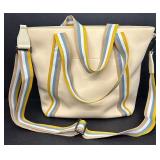 Citi Collective Canvas Tote Bag with Adjustable Colorful Striped Strap Citi Collective Canvas Tote Bag with Adjustable Colorful Striped Strap