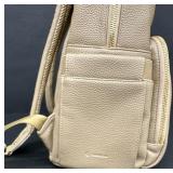 Citi Collective Taupe Pebbled Vegan Faux Leather Backpack with Gold Zippers Citi Collective Taupe Pebbled Vegan Faux Leather Backpack with Gold Zippers