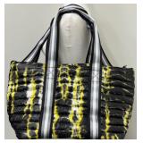 Think Royln Quilted Tote Bag with Yellow and Black Tie-Dye Pattern Think Royln Quilted Tote Bag with Yellow and Black Tie-Dye Pattern