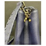Citi Collective Navy Blue Pebbled Faux Vegan Leather Tote Bag with Shoulder Strap Citi Collective Navy Blue Pebbled Faux Vegan Leather Tote Bag with Shoulder Strap