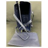 Citi Collective Navy Blue Pebbled Faux Vegan Leather Tote Bag with Shoulder Strap Citi Collective Navy Blue Pebbled Faux Vegan Leather Tote Bag with Shoulder Strap