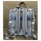 Citi Collective Blue Multi-Pocket Laptop Faux Vegan Leather Backpack with USB Charging Port and Dual Handles Citi Collective Blue Multi-Pocket Laptop Faux Vegan Leather Backpack with USB Charging Port and Dual Handles