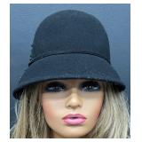Scala Wool Felt Cloche Hat with Black Bead Embellishment Scala Wool Felt Cloche Hat with Black Bead Embellishment