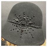 Scala Wool Felt Cloche Hat with Black Bead Embellishment Scala Wool Felt Cloche Hat with Black Bead Embellishment