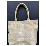Jalda Croc-Embossed Leather Tote Bag with Blue Lining Jalda Croc-Embossed Leather Tote Bag with Blue Lining