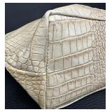 Jalda Croc-Embossed Leather Tote Bag with Blue Lining Jalda Croc-Embossed Leather Tote Bag with Blue Lining