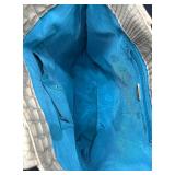 Jalda Croc-Embossed Leather Tote Bag with Blue Lining Jalda Croc-Embossed Leather Tote Bag with Blue Lining