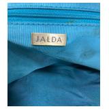 Jalda Croc-Embossed Leather Tote Bag with Blue Lining Jalda Croc-Embossed Leather Tote Bag with Blue Lining