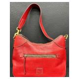 Dooney & Bourke Red Leather Shoulder Bag with Brass Hardware Dooney & Bourke Red Leather Shoulder Bag with Brass Hardware