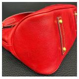 Dooney & Bourke Red Leather Shoulder Bag with Brass Hardware Dooney & Bourke Red Leather Shoulder Bag with Brass Hardware