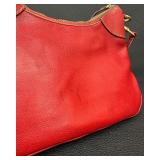 Dooney & Bourke Red Leather Shoulder Bag with Brass Hardware Dooney & Bourke Red Leather Shoulder Bag with Brass Hardware