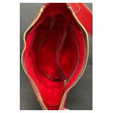 Dooney & Bourke Red Leather Shoulder Bag with Brass Hardware Dooney & Bourke Red Leather Shoulder Bag with Brass Hardware