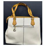 Bostanten Cream and Tan Leather Tote Bag with Double Straps Bostanten Cream and Tan Leather Tote Bag with Double Straps