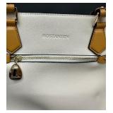 Bostanten Cream and Tan Leather Tote Bag with Double Straps Bostanten Cream and Tan Leather Tote Bag with Double Straps
