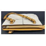 Bostanten Cream and Tan Leather Tote Bag with Double Straps Bostanten Cream and Tan Leather Tote Bag with Double Straps