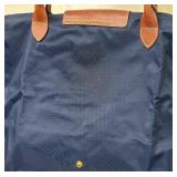 Longchamp Le Pliage Large Navy Nylon Tote Bag with Brown Leather Trim Longchamp Le Pliage Large Navy Nylon Tote Bag with Brown Leather Trim