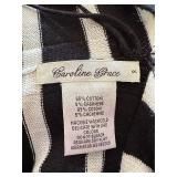 Caroline Grace Black and White Striped Poncho with Fringes Caroline Grace Black and White Striped Poncho with Fringes