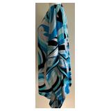 Funky Michael Kors XL Blue Black Swirl Print Poncho Blouse with Lace-Up Neck Funky Michael Kors XL Blue Black Swirl Print Poncho Blouse with Lace-Up Neck