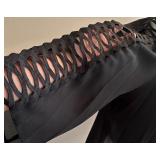 Zac & Rachel XL Black Sheer Blouse with Lattice Sleeve Detail Zac & Rachel XL Black Sheer Blouse with Lattice Sleeve Detail