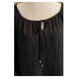 Zac & Rachel XL Black Sheer Blouse with Lattice Sleeve Detail Zac & Rachel XL Black Sheer Blouse with Lattice Sleeve Detail