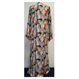Vintage Natori Kimono Robe with Colorful Figures Design and Zip Up Front Closure - Size M Vintage Natori Kimono Robe with Colorful Figures Design and Zip Up Front Closure - Size M