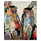 Vintage Natori Kimono Robe with Colorful Figures Design and Zip Up Front Closure - Size M Vintage Natori Kimono Robe with Colorful Figures Design and Zip Up Front Closure - Size M