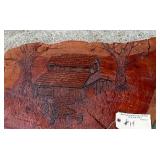 Wooden Home Decor Wall Hanger - "Barn & Wagon" burned in it Wooden Home Decor Wall Hanger - "Barn & Wagon" burned in it