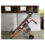 Folding and adjustable work stand with power cord and plug Folding and adjustable work stand with power cord and plug