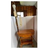 Wooden end table / magazine rack with light Wooden end table / magazine rack with light