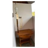 Wooden end table / magazine rack with light Wooden end table / magazine rack with light